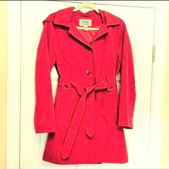 London Fog Jackets & Blazers - Red London Fog Hooded Raincoat Size Small